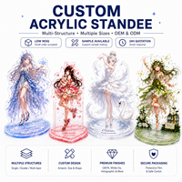 Figur Akrilik Karakter Anime dengan Alas Slot-In, Cetak Foil Emas, MOQ Rendah, OEM & ODM untuk Pajangan Fan Art, Akrilik Iridescent