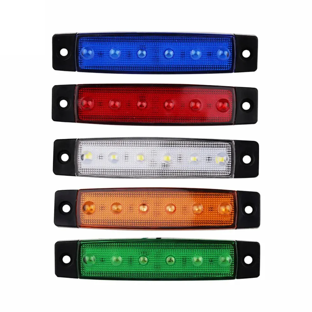 Luzes externas LED para carros, lâmpada de advertência traseira para reboque, 12V/24V 6 SMD, para ônibus, caminhão e ônibus, luz de sinalização lateral