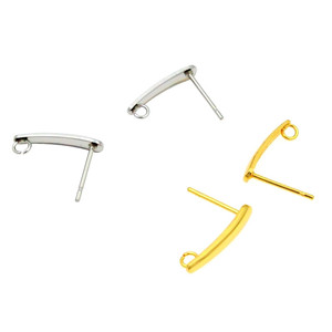 Postes de aretes ovalados alargados de acero inoxidable con lazo para la fabricación de joyas, accesorios en tono dorado y plateado - Product Image 5