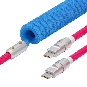 <span class=keywords><strong>Coque</strong></span> en alliage d'aluminium Câble USB spiralé Nylon tressé Type C PD100W Câble de données USB <span class=keywords><strong>Fil</strong></span> spiralé à ressort - Product Image 4