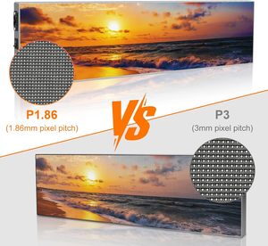 Écran LED programmable couleur P1.86 LED Lights World, barre d'affichage défilante 25,2x6,3 pouces, signalisation numérique professionnelle ultra-mince - Product Image 2