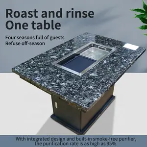Yawei 새로운 중국 스타일 원피스 테이블 730 바베큐 냄비 대리석 테이블 무연 정화 원피스 테이블