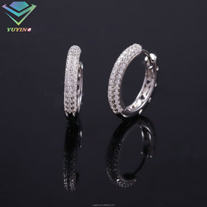Varios pendientes cubanos con incrustaciones de moissanita VVS, certificado GRA, chapados en oro sobre plata de ley 925, pendientes de aro con corte brillante redondo. - Product Image 5