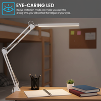 Lampe de table LED électrique moderne en aluminium, bras flexible simple, protection des yeux, 90 CRI, 2800K-6800K, intensité variable, pour salles de lecture et bureaux