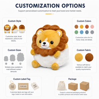 Peluche Lion Rond Adorable, Jouet en Peluche Personnalisé, Figurine Douce avec Logo sur l'Emballage, Cadeau, Faible MOQ, Service OEM ODM, Fournisseur Direct