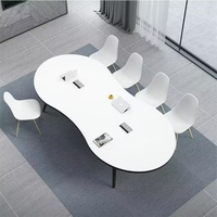 Mesa de Reuniones Rectangular Moderna de Madera, Escritorio de Conferencia Estable para Oficina y Espacio de Trabajo Empresarial