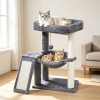 Arbre à chat d'intérieur pour petit appartement, avec griffoir en sisal, hamac en peluche et condo pour chat, mobilier d'escalade