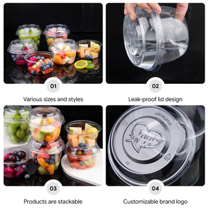 XIEFA Contenitori in Plastica PET da 350ml per Insalata di Frutta con Coperchio Trasparente a Cerniera, Vaschette Trasparenti per Frutti di Bosco Congelati e Verdure - Product Image 3