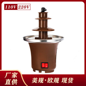 Fontaine à chocolat électrique à 3 niveaux, tour de fusion pour la préparation de desserts à la maison, corps en plastique marron café - Product Image 5