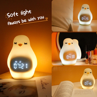 Réveil au lever du soleil et veilleuse pour enfants - Réveil doux avec sons d'oiseaux, histoires pour le coucher, contrôle tactile, LED blanc chaud, USB, silicone, dessin animé