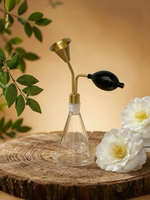 Nouveau produit phare : Flacon diffuseur de parfum testeur de 80 ml en verre, avec embout en laiton en forme de fleur et pompe à pompon doré