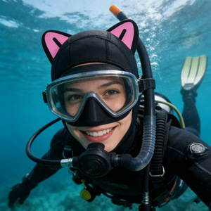 Unisex Neoprene Swimming Cap 2.5mm Warm Diving Cover With Cat Ears For Surfing Winter Swimming - Product Image 2