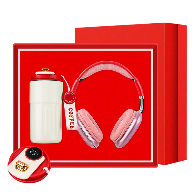 Promotional Corporate Gift Set 450ml Insulated Coffee Cup Temperature Display Wireless Headset Personalized for Gifts
