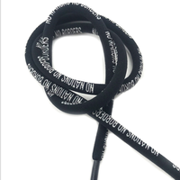 Logo merek kustom bulat Diameter 6mm tali tali String tenun Jacquard nilon lembut logo untuk celana pendek Hoodie