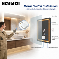 Interrupteur tactile intégré à une seule touche 50/60Hz AC110-240V DC12V 1.5-3A 24-36W CCT anti-buée pour miroir de salle de bain LED