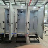 Ensemble douche et toilettes portables écologiques et durables pour extérieur, remorque de douche 4 à 10 postes avec station de lavage des mains