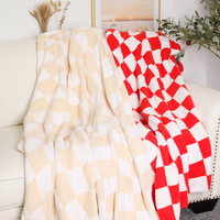 Couverture de lit tricotée personnalisée, douce et chaude, motif damier d'échecs, taille King Size, idéale pour les journées d'hiver et le sommeil