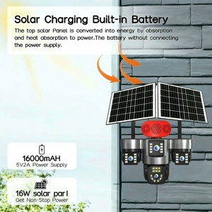 Hieasy 16000mah Four Lens 3PTZ Wifi 4G Sim Card IP HD PTZ <b>CCTV</b> Light Outdoor Bullet Solar <b>Wireless</b> Security Surveillance Cameras - Product Image 3