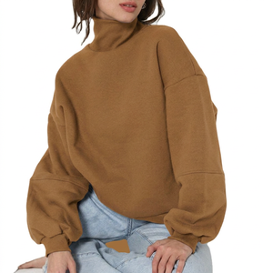 Pull à col montant confortable pour femmes, vêtements d'hiver, sweat-shirt décontracté à col montant pour femmes, matière polaire épaisse et chaude - Product Image 6