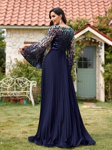 LY2419 Abiti da Sera <span class=keywords><strong>di</strong></span> Alta Gamma per Donne, Eleganti Vestiti con Scollo a V, Maniche Lunghe con Spacco, Paillettes, per Feste e Damigelle - Product Image 6
