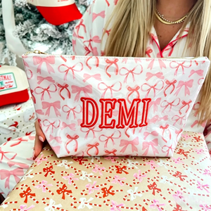 Custom Printed Bow Coated Cosmetic <b>Bag</b> Waterproof Coated Fabric <b>Makeup</b> Pouch Travel Toiletry Organizer Zipper Women Cosmetic <b>Bag</b> - Product Image 1