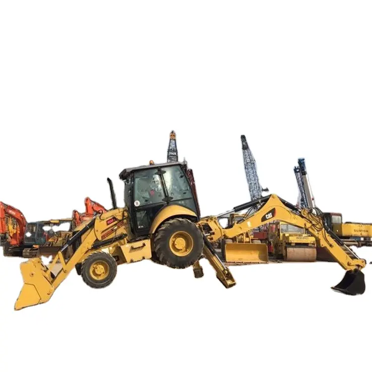 Mini Backhoe Loader 4X4 Roda CAT420 Digunakan Caterpillar 416f 420e Cat430 Backhoe Loader Excavator