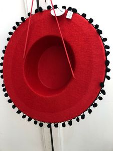 Chapeau <span class=keywords><strong>Flamenco</strong></span> Rouge en Feutre Espagne Mexique Chapeau Espagnol pour Danseur Latino Mexicain Déguisement - Product Image 2