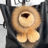 Dessin animé Lion peluche poupée porte-clés mignon lapin fourrure Lion en peluche pendentif en peluche longue crinière Lion sac voiture clé pendentif enfants cadeau de noël