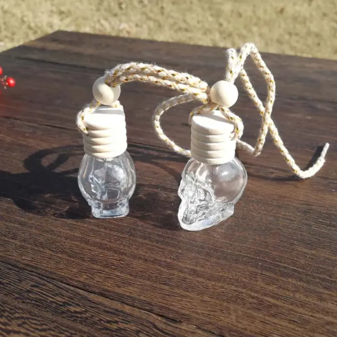 Mini hanging car diffuser glass bulk empty bottle skull bulk empty