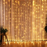 Rideau lumineux LED imperméable 3m x 3m, lumières féeriques intérieures et extérieures avec 8 Modes d'éclairage pour noël, fête de mariage, décoration de jardin