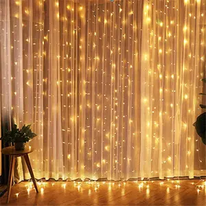 3m x 3m发光二极管窗帘灯防水室内室外仙女灯，8种照明模式，用于圣诞婚礼派对花园装饰