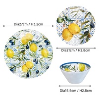 Vente en gros d'assiettes en mélamine au design citronnier de 7 8 9 10 pouces pour la maison, le restaurant et la cuisine plats de cuisine durables