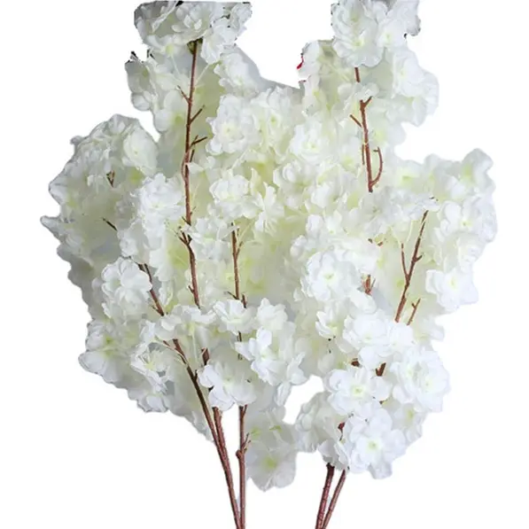 Flores de cerezo artificiales de 3 ramas, flores blancas de cerezo, sin hojas, en venta