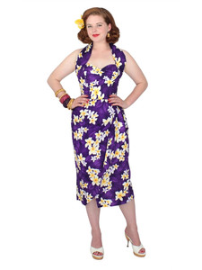 Moda Vintage 1950s estilo Halter cuello sin mangas estampado Floral Bolero y lápiz vestido para mujer - Product Image 2