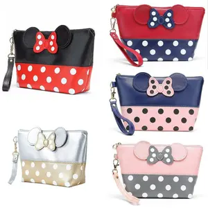 New Mickey cartoon girl's Hand Purse Mickey cute high grade leather bag wallet Mobile phone bag