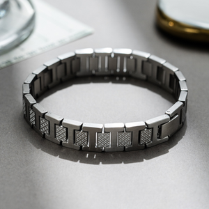 Bracciale Unisex in <span class=keywords><strong>Acciaio</strong></span> Inossidabile di Alta Qualità, Stile Punk, con Catena Magnetica a Rettangolo e Motivo Coccodrillo - Product Image 6