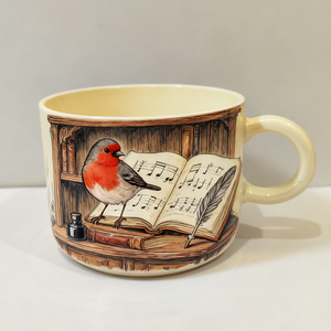 Mug à café en céramique personnalisé peint à la main avec un pinson - Cadeau de vacances personnalisé - Product Image 5