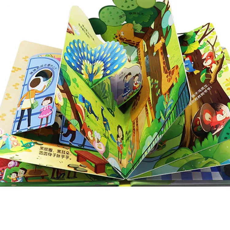 Aangepaste Logo Educatief 3d Pop-Up Kinderen Boek Afdrukken Kinderen Aangepaste Pop-Up Verhalenboek Een Pop-Up Kinderboeken