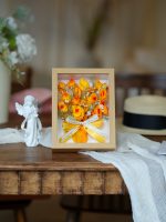 Cadre photo double verre premium avec rose éternelle pour décoration de mariage et souvenir