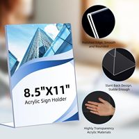 Support d'affichage de table en acrylique transparent moderne en forme de L pour flyers et enseignes pour présentoirs de table modernes