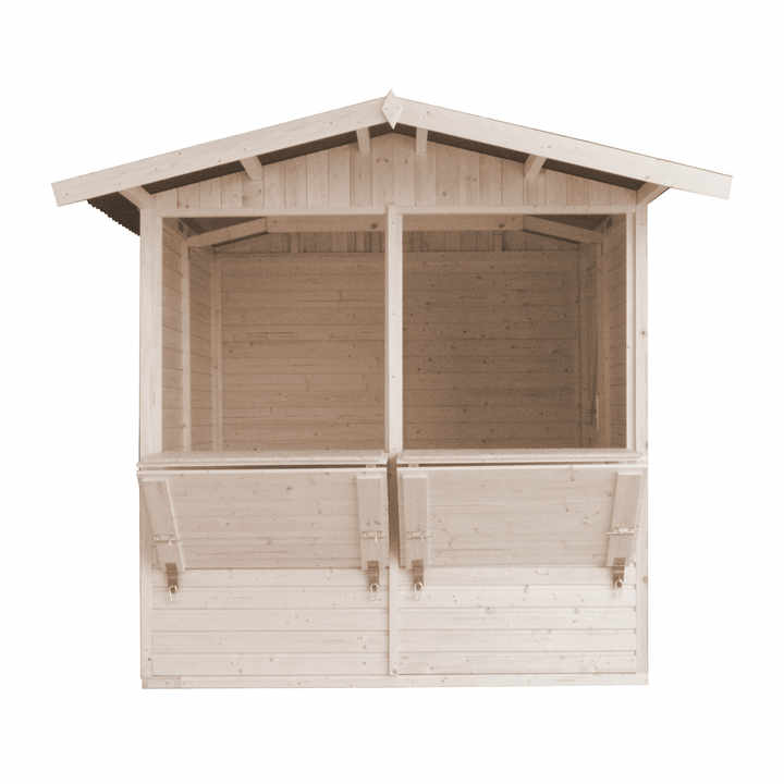 Wooden Market Stall 263 x 253 x H232 cm, 4.08m 2- Kiosk for Outdoor Events, Easy to Assemble and Dismantle M149