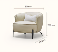 Fauteuil d'appoint moderne en cuir de luxe italien, canapé simple nordique, fauteuil lounge pour salon, villa, vente en gros d'usine