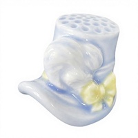 Accessoires de couture écologiques pour tailleurs sur mesure : Nœud en ruban en forme de chapeau en céramique et porcelaine bleu clair/blanc/jaune