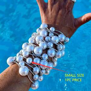 Kaimei 2026, joyería de moda, 1 pieza, pulsera de perlas gruesas grandes para mujer, bolas de plata gruesas para mujer, pulseras redondas de perlas con cuentas para mujer - Product Image 4