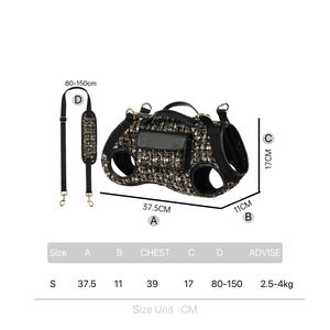 Ayarlanabilir boyun askısı ve köpek koşum seti ile fabrika doğrudan lüks dokulu tüvit köpek taşıyıcı - Product Image 6