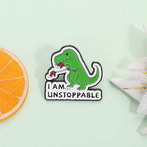 Broches de dinosaurios imparables con letras I Am, alfileres de esmalte suave, insignias de solapa, joyería de Metal de animales antiguos, regalo para niños y amigos - Product Image 3