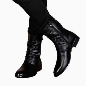 Botas <span class=keywords><strong>de</strong></span> <span class=keywords><strong>Hombre</strong></span> <span class=keywords><strong>de</strong></span> Moda Británica para Otoño e Invierno, Botas <span class=keywords><strong>de</strong></span> Cuero con Cremallera y Punta Puntiaguda, Botas <span class=keywords><strong>de</strong></span> Cuero para <span class=keywords><strong>Hombre</strong></span> - Product Image 5