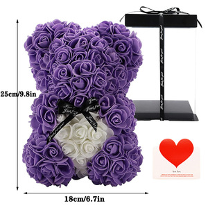 Orsacchiotto di Fiori di Rosa Artificiali in Schiuma PE Bianca da 25cm per Matrimoni <span class=keywords><strong>e</strong></span> San Valentino, Vendita all'Ingrosso - Product Image 2