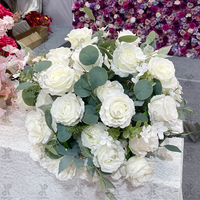 Boules de fleurs artificielles en soie Rose et Lotus pour centres de table de mariage, fête des Mères et Pâques - Blanc, toucher naturel, pas cher