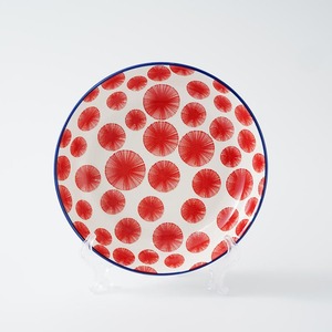 Juego de vajilla de cerámica con patrón radial rojo vibrante-Embellecedor azul versátil para el hogar Comedor Ensalada Servir Postre Sosteniendo y Cocina - Product Image 6